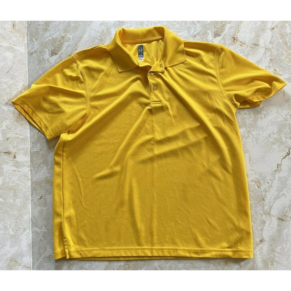 PGA Tour Airflux Golf Mens Polo Shirt Size XL Yellow  3 Buttons Short Sleeve